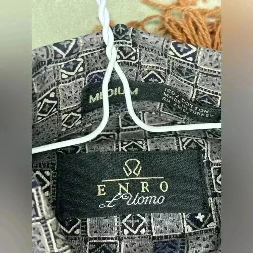 ENRO L Uomo Men’s Button Down Long Sleeve Shirt Size Medium Never Worn - Picture 6 of 7